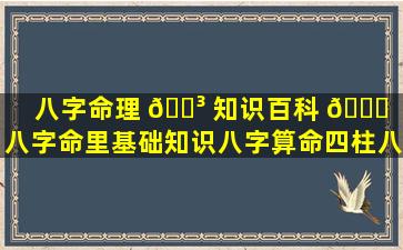 八字命理 🌳 知识百科 🐟 （八字命里基础知识八字算命四柱八字知识八字入门）